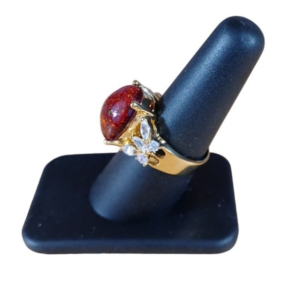 Australian red opal statement ring size 7.5 - Picture 8 of 8